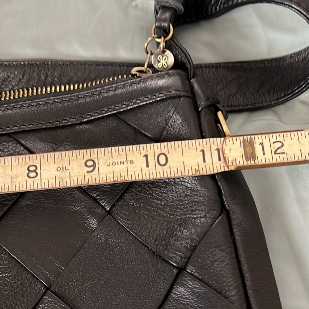 HOBO Black Woven Leather Crossbody Shoulder Bag with Tassel - Picture 6 of 10